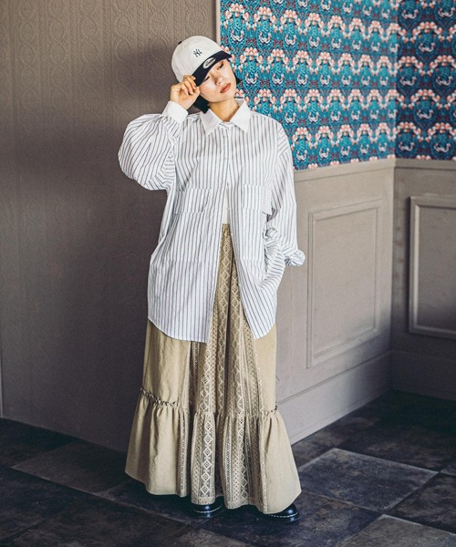 ✽3連休に向けての大特価✽　フランスアンティークナイトガウン　ロングブラウス FURFUR｜ビッグカラーロングブラウス