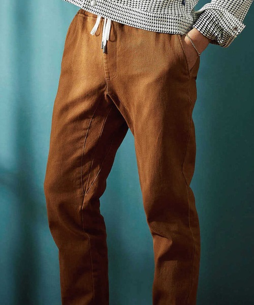 WP WESTPOINT(ダブルピーウエストポイント)の「WP WESTPOINT/ダブルピー ウエストポイント テイパード 裾リブ ストレッチツイル カラーデニム風 イージーパンツ(デニムパンツ・メンズ・ブルー/イエロー/ブラウン・XL/L/M/S/XS/XXL)」の9枚目の写真