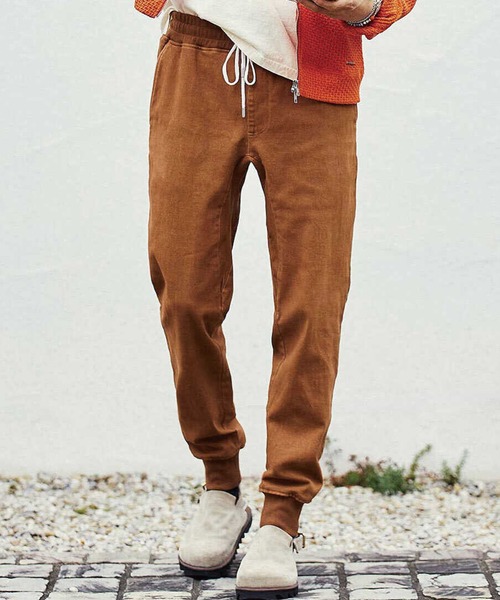 WP WESTPOINT(ダブルピーウエストポイント)の「WP WESTPOINT/ダブルピー ウエストポイント テイパード 裾リブ ストレッチツイル カラーデニム風 イージーパンツ(デニムパンツ・メンズ・ブルー/イエロー/ブラウン・XL/L/M/S/XS/XXL)」の8枚目の写真