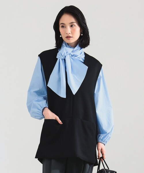 Demi-Luxe BEAMS(デミルクス ビームス)の「【1/9再値下げ】ツイル Vあき プルオーバー ベスト(ベスト・レディース・ベージュ/ブラック・36/38)」の6枚目の写真