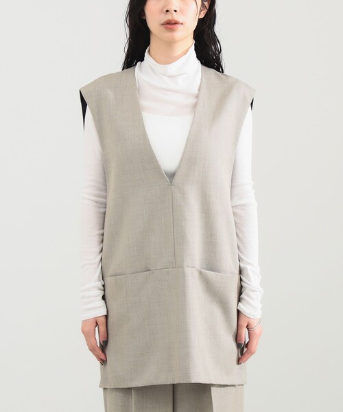 Demi-Luxe BEAMS(デミルクス ビームス)の「【1/9再値下げ】ツイル Vあき プルオーバー ベスト(ベスト・レディース・ベージュ/ブラック・36/38)」の12枚目の写真