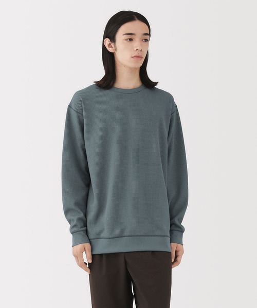 無印良品（ムジルシリョウヒン）の「紳士　ＵＶカット乾きやすいワッフルクルーネック長袖Ｔシャツ（Tシャツ/カットソー・メンズ・ブラック/オフホワイト/ダークネイビー/ライトグレー系/カーキ系/ブルー系・S/M/L/XL/XXL/XS）」の6枚目の写真