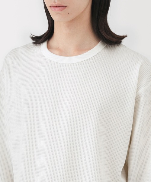 無印良品（ムジルシリョウヒン）の「紳士　ＵＶカット乾きやすいワッフルクルーネック長袖Ｔシャツ（Tシャツ/カットソー・メンズ・ブラック/オフホワイト/ダークネイビー/ライトグレー系/カーキ系/ブルー系・S/M/L/XL/XXL/XS）」の21枚目の写真