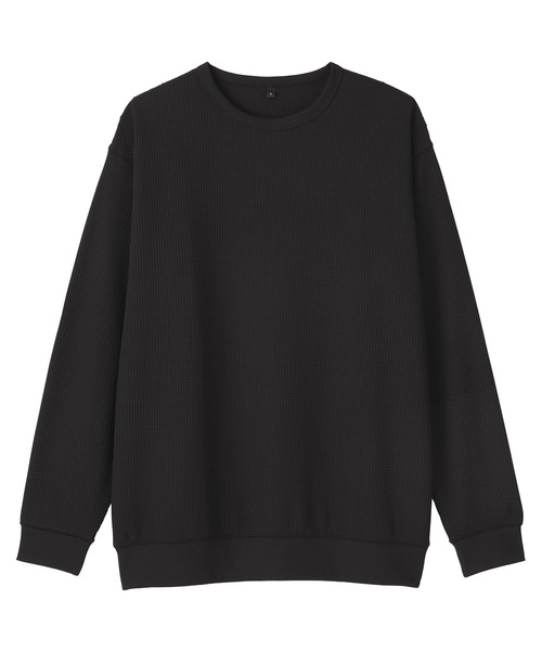 紳士 UVカット乾きやすいワッフルクルーネック長袖Tシャツ（Tシャツ