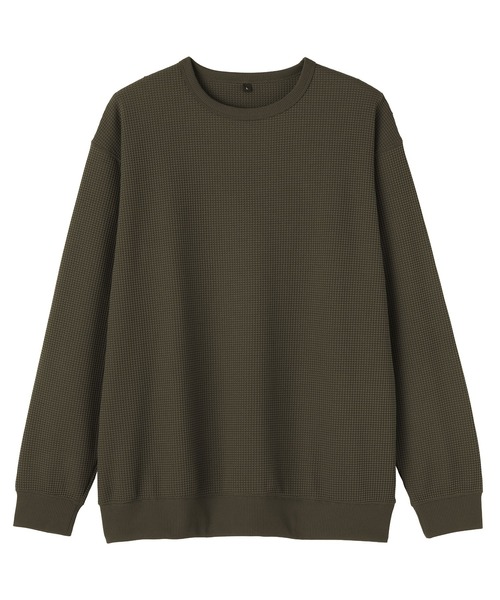 無印良品（ムジルシリョウヒン）の「紳士　ＵＶカット乾きやすいワッフルクルーネック長袖Ｔシャツ（Tシャツ/カットソー・メンズ・ブラック/オフホワイト/ダークネイビー/ライトグレー系/カーキ系/ブルー系・S/M/L/XL/XXL/XS）」の16枚目の写真