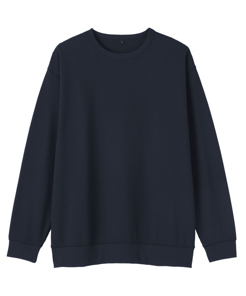 無印良品（ムジルシリョウヒン）の「紳士　ＵＶカット乾きやすいワッフルクルーネック長袖Ｔシャツ（Tシャツ/カットソー・メンズ・ブラック/オフホワイト/ダークネイビー/ライトグレー系/カーキ系/ブルー系・S/M/L/XL/XXL/XS）」の14枚目の写真