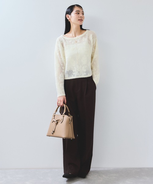 VIS（ビス）の「フラワーモチーフフェザーシアーニット（ニット/セーター・レディース・チャコールグレー/オフホワイト/ピンク・FREE）」の18枚目の写真