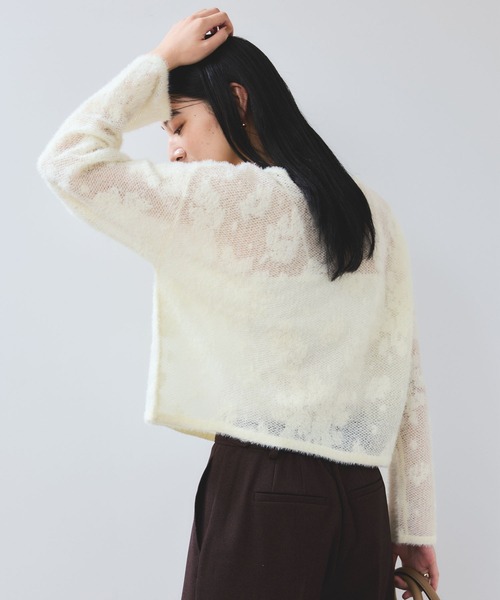 VIS（ビス）の「フラワーモチーフフェザーシアーニット（ニット/セーター・レディース・チャコールグレー/オフホワイト/ピンク・FREE）」の20枚目の写真