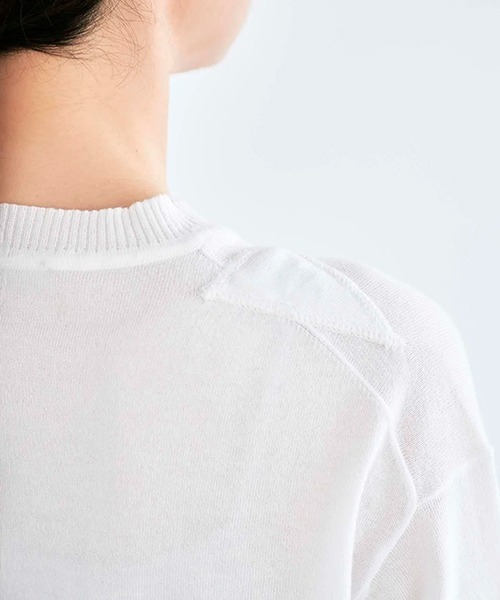 HAU（ハウ）の「ニットトップス coton（Tシャツ/カットソー・レディース・ホワイト/ブラウン/チャコールグレー・MEDIUM/SMALL）」の4枚目の写真