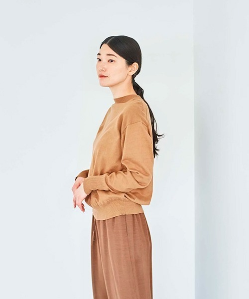 HAU（ハウ）の「ニットトップス coton（Tシャツ/カットソー・レディース・ホワイト/ブラウン/チャコールグレー・MEDIUM/SMALL）」の8枚目の写真