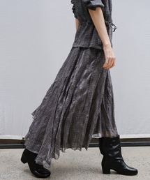 tageechita（タジチタ）の「【tageechita】アシンメトリーヘム シャーリングチェックフレアスカート（スカート）」