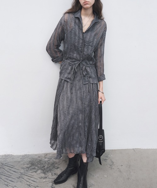 tageechita(タジチタ)の「【tageechita】アシンメトリーヘム シャーリングチェックフレアスカート(スカート・レディース・アッシュグレー/チャコールグレー・M/L/S)」の22枚目の写真