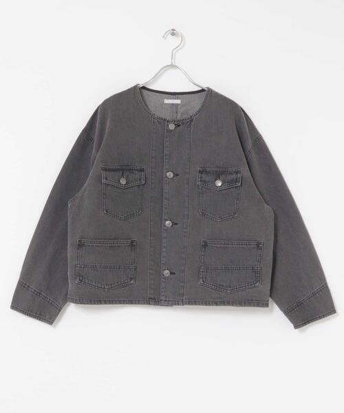 ITEMS URBANRESEARCH（アイテムズ アーバンリサーチ）の「デニムノーカラージャケット（デニムジャケット・レディース・ブラック/グレー/インディゴブルー・FREE）」の9枚目の写真