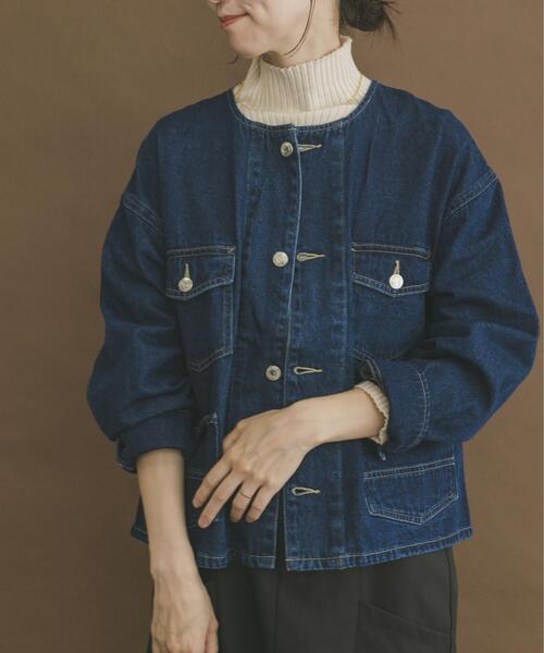 セール】デニムノーカラージャケット（デニムジャケット）｜ITEMS
