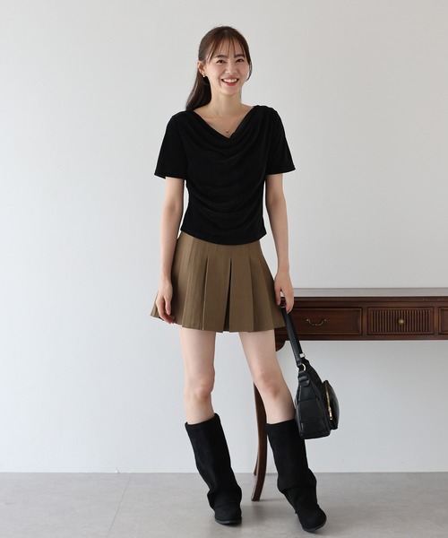 BLUEEAST（ブルーイースト）の「シアーベロアドレープTシャツ（Tシャツ/カットソー・レディース・ブラウン/アイボリー/ブラック・MEDIUM）」の15枚目の写真