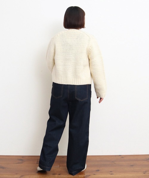 Dot&Stripes CHILD WOMAN(ドットアンドストライプス チャイルドウーマン)の「ロービングウール手編み&刺繍カーディガン(カーディガン/ボレロ・レディース・アイボリー/ピンク・FREE)」の14枚目の写真