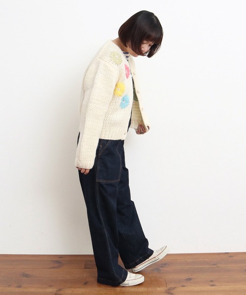Dot&Stripes CHILD WOMAN(ドットアンドストライプス チャイルドウーマン)の「ロービングウール手編み&刺繍カーディガン(カーディガン/ボレロ・レディース・アイボリー/ピンク・FREE)」の15枚目の写真