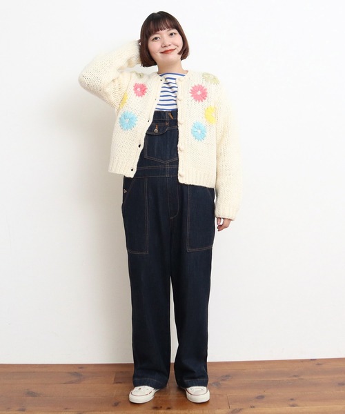 Dot&Stripes CHILD WOMAN(ドットアンドストライプス チャイルドウーマン)の「ロービングウール手編み&刺繍カーディガン(カーディガン/ボレロ・レディース・アイボリー/ピンク・FREE)」の13枚目の写真