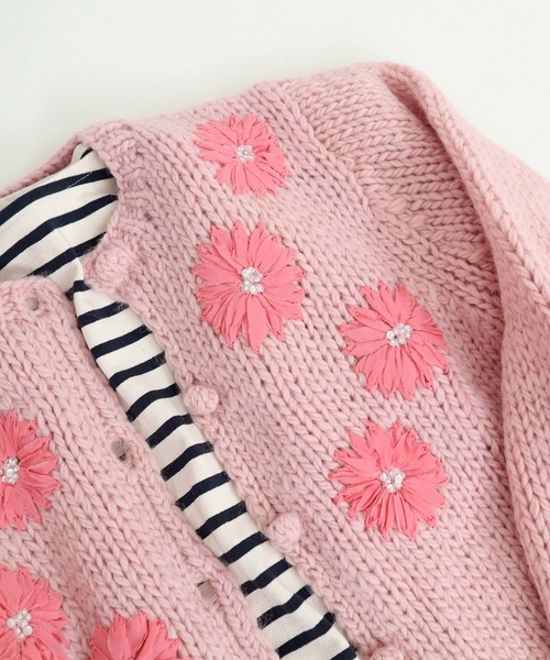 Dot&Stripes CHILD WOMAN(ドットアンドストライプス チャイルドウーマン)の「ロービングウール手編み&刺繍カーディガン(カーディガン/ボレロ・レディース・アイボリー/ピンク・FREE)」の17枚目の写真