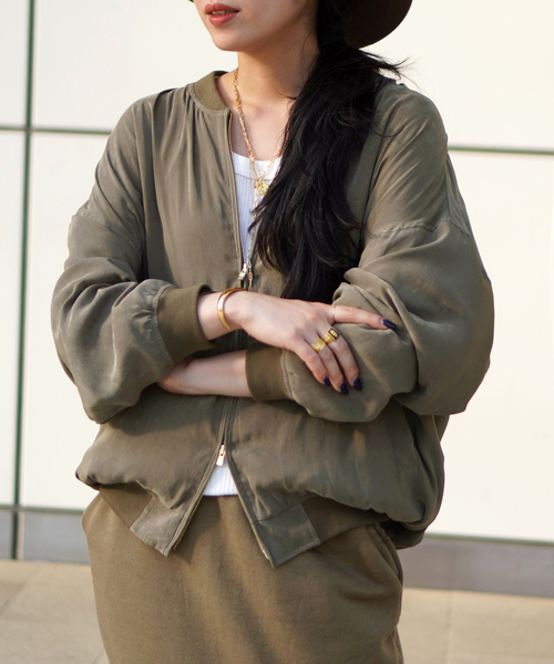 スエードライクサテンブルゾン（その他アウター）｜AP STUDIO