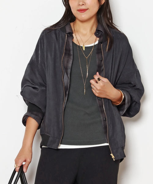 スエードライクサテンブルゾン（その他アウター）｜AP STUDIO