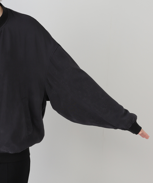 AP STUDIO スエードライクサテンブルゾン ブラック AP STUDIO｜スエードライクサテンブルゾン | Rakuten Fashion(楽天