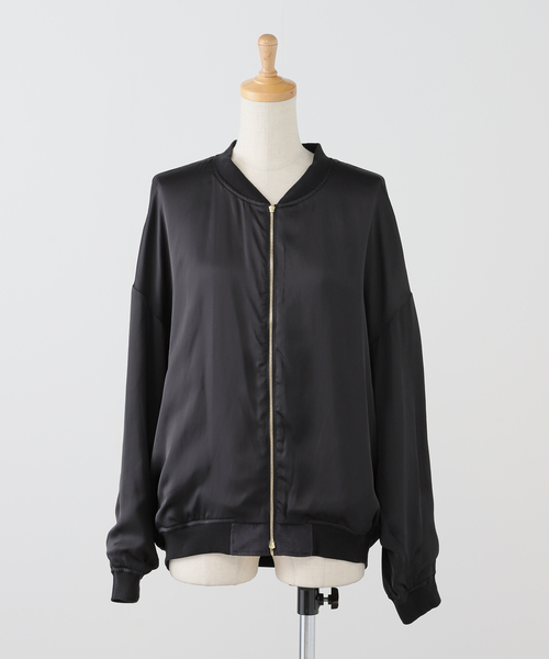 AP STUDIO スエードライクサテンブルゾン ブラック AP STUDIO スエードライクサテンブルゾン ブラック AP STUDIO