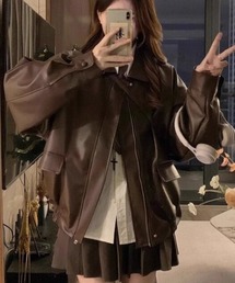 cammie（キャミー）の「ウ゛ィーガンレザーオーバーサイズブルゾン（ブルゾン）」