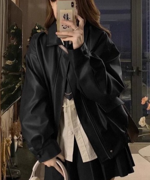 セール】ウ゛ィーガンレザーオーバーサイズブルゾン（ブルゾン