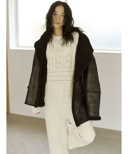 Ungrid（アングリッド）の「透かし編みニットパンツ（その他パンツ・レディース・チャコールグレー/アイボリー/オレンジ・FREE）」の5枚目の写真