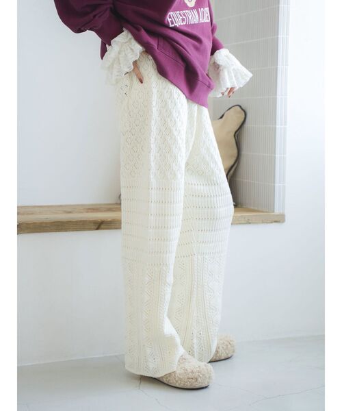 Ungrid（アングリッド）の「透かし編みニットパンツ（その他パンツ・レディース・チャコールグレー/アイボリー/オレンジ・FREE）」の6枚目の写真