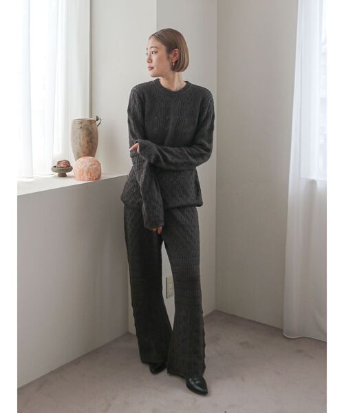 Ungrid（アングリッド）の「透かし編みニットパンツ（その他パンツ・レディース・チャコールグレー/アイボリー/オレンジ・FREE）」の13枚目の写真