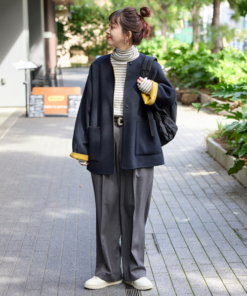 S120ブレンドショート丈リバーシブルコート（ノーカラーコート）｜B.C