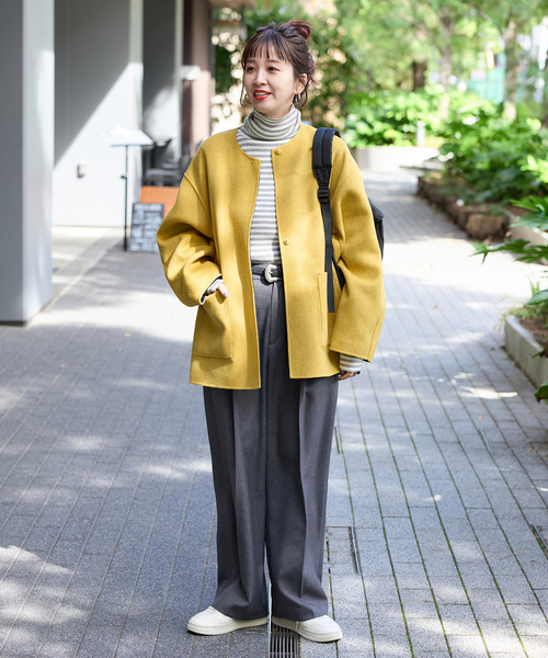 S120ブレンドショート丈リバーシブルコート（ノーカラーコート）｜B.C