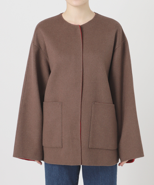 S120ブレンドショート丈リバーシブルコート（ノーカラーコート）｜B.C