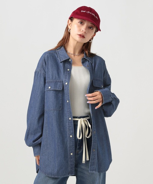 BAYFLOW（ベイフロー）の「[ショートとロングで選べる着丈]コットンボーイフレンドシャツ（シャツ/ブラウス・レディース・オフホワイト/カーキ/インディゴブルー/ボルドー・MEDIUM/SMALL）」の3枚目の写真