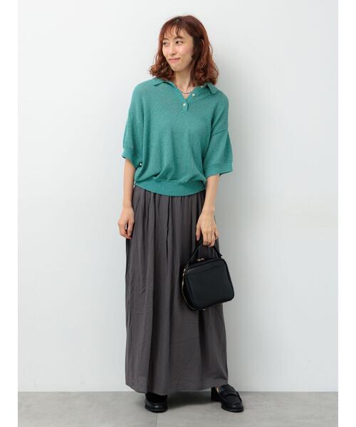 Lugnoncure（ルノンキュール）の「麻混ギャザースカート(セットアップ可)（スカート・レディース・キナリ/ブルー/レッド/チャコールグレー・F）」の8枚目の写真