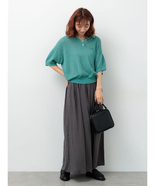 Lugnoncure（ルノンキュール）の「麻混ギャザースカート(セットアップ可)（スカート・レディース・キナリ/ブルー/レッド/チャコールグレー・F）」の9枚目の写真