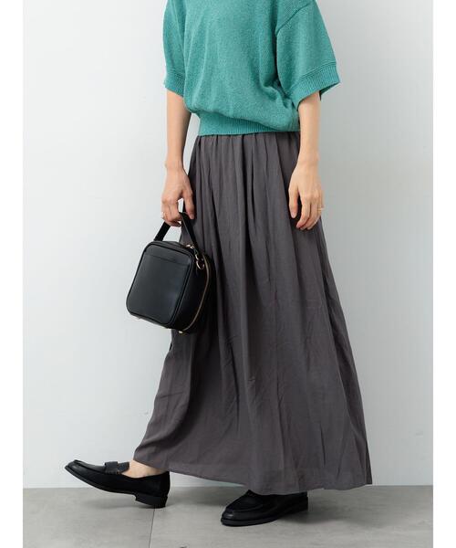 Lugnoncure（ルノンキュール）の「麻混ギャザースカート(セットアップ可)（スカート・レディース・キナリ/ブルー/レッド/チャコールグレー・F）」の10枚目の写真