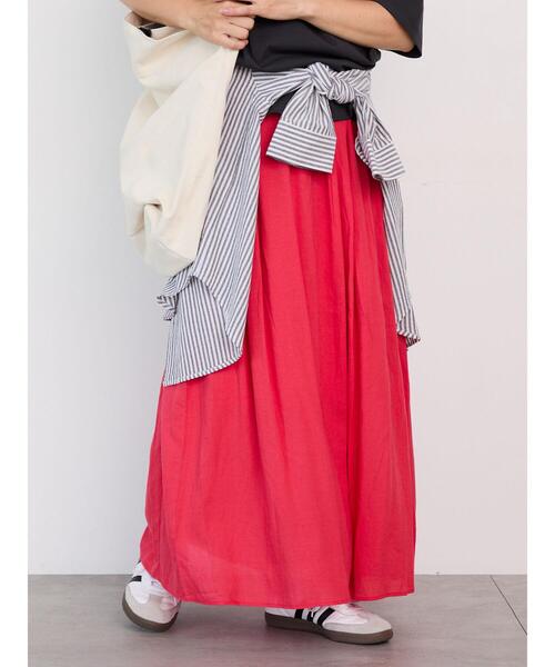 Lugnoncure（ルノンキュール）の「麻混ギャザースカート(セットアップ可)（スカート・レディース・キナリ/ブルー/レッド/チャコールグレー・F）」の13枚目の写真