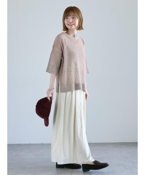 Lugnoncure（ルノンキュール）の「麻混ギャザースカート(セットアップ可)（スカート・レディース・キナリ/ブルー/レッド/チャコールグレー・F）」の14枚目の写真