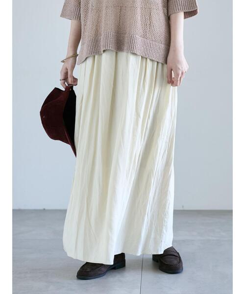 Lugnoncure（ルノンキュール）の「麻混ギャザースカート(セットアップ可)（スカート・レディース・キナリ/ブルー/レッド/チャコールグレー・F）」の16枚目の写真