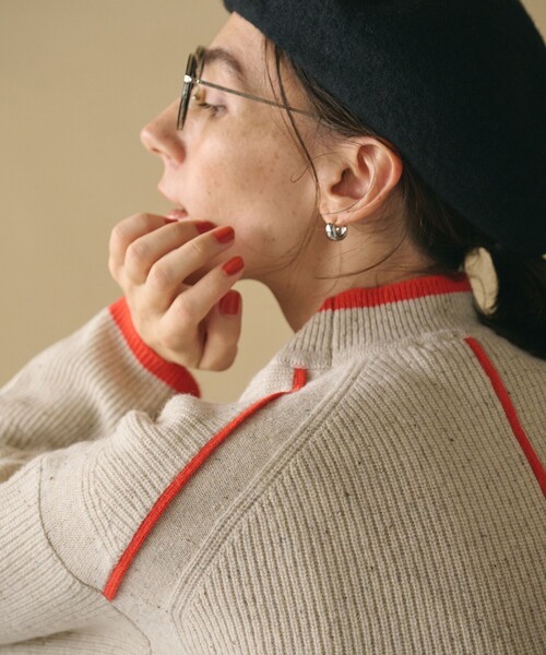 BEAUTY&YOUTH UNITED ARROWS（ビューティーアンドユースユナイテッドアローズ）の「ネップカラーライン クルーネック ニットプルオーバー（ニット/セーター・レディース・ダークグレー/ライム/オフホワイト・FREE）」の8枚目の写真