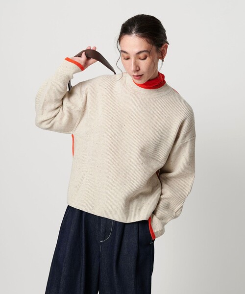 BEAUTY&YOUTH UNITED ARROWS（ビューティーアンドユースユナイテッドアローズ）の「ネップカラーライン クルーネック ニットプルオーバー（ニット/セーター・レディース・ダークグレー/ライム/オフホワイト・FREE）」の11枚目の写真