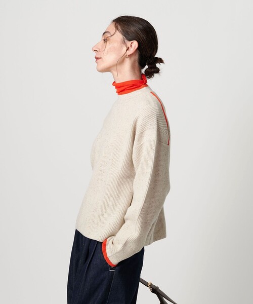 BEAUTY&YOUTH UNITED ARROWS（ビューティーアンドユースユナイテッドアローズ）の「ネップカラーライン クルーネック ニットプルオーバー（ニット/セーター・レディース・ダークグレー/ライム/オフホワイト・FREE）」の12枚目の写真