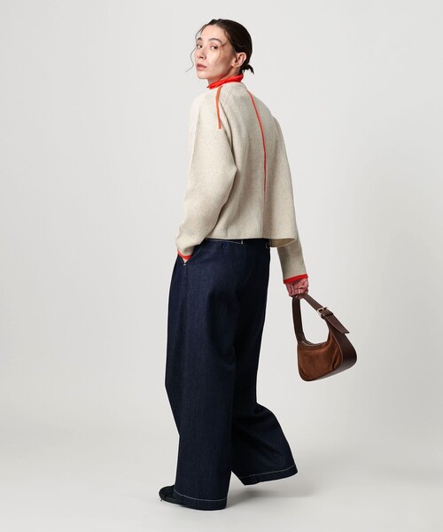 BEAUTY&YOUTH UNITED ARROWS（ビューティーアンドユースユナイテッドアローズ）の「ネップカラーライン クルーネック ニットプルオーバー（ニット/セーター・レディース・ダークグレー/ライム/オフホワイト・FREE）」の13枚目の写真