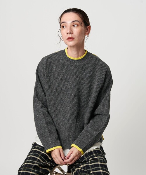 BEAUTY&YOUTH UNITED ARROWS（ビューティーアンドユースユナイテッドアローズ）の「ネップカラーライン クルーネック ニットプルオーバー（ニット/セーター・レディース・ダークグレー/ライム/オフホワイト・FREE）」の19枚目の写真