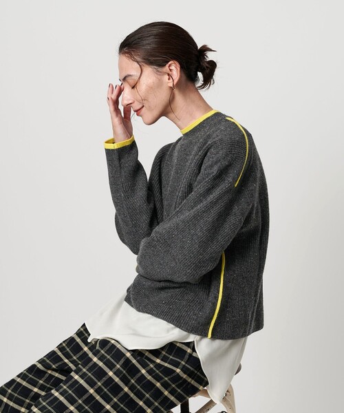 BEAUTY&YOUTH UNITED ARROWS（ビューティーアンドユースユナイテッドアローズ）の「ネップカラーライン クルーネック ニットプルオーバー（ニット/セーター・レディース・ダークグレー/ライム/オフホワイト・FREE）」の20枚目の写真