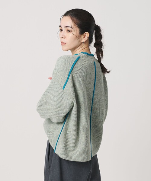 BEAUTY&YOUTH UNITED ARROWS（ビューティーアンドユースユナイテッドアローズ）の「ネップカラーライン クルーネック ニットプルオーバー（ニット/セーター・レディース・ダークグレー/ライム/オフホワイト・FREE）」の21枚目の写真
