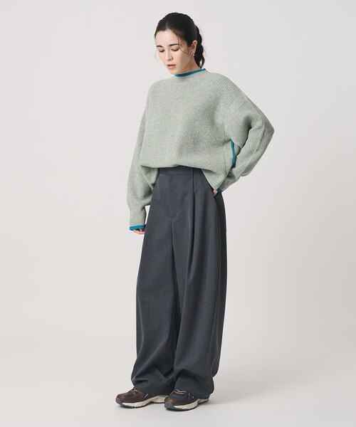 BEAUTY&YOUTH UNITED ARROWS（ビューティーアンドユースユナイテッドアローズ）の「ネップカラーライン クルーネック ニットプルオーバー（ニット/セーター・レディース・ダークグレー/ライム/オフホワイト・FREE）」の20枚目の写真